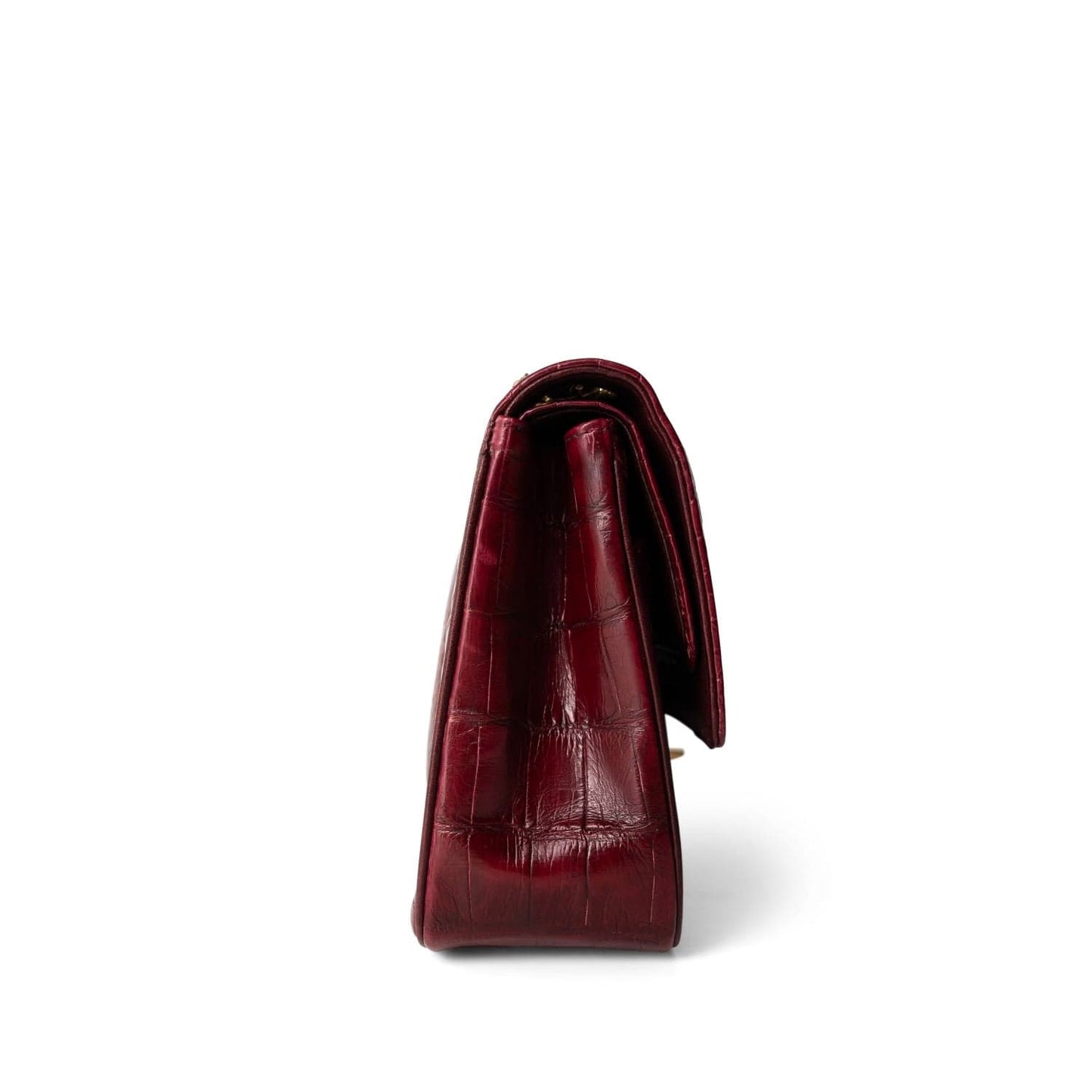 Vintage Red Alligator Double Flap Gold Hardware