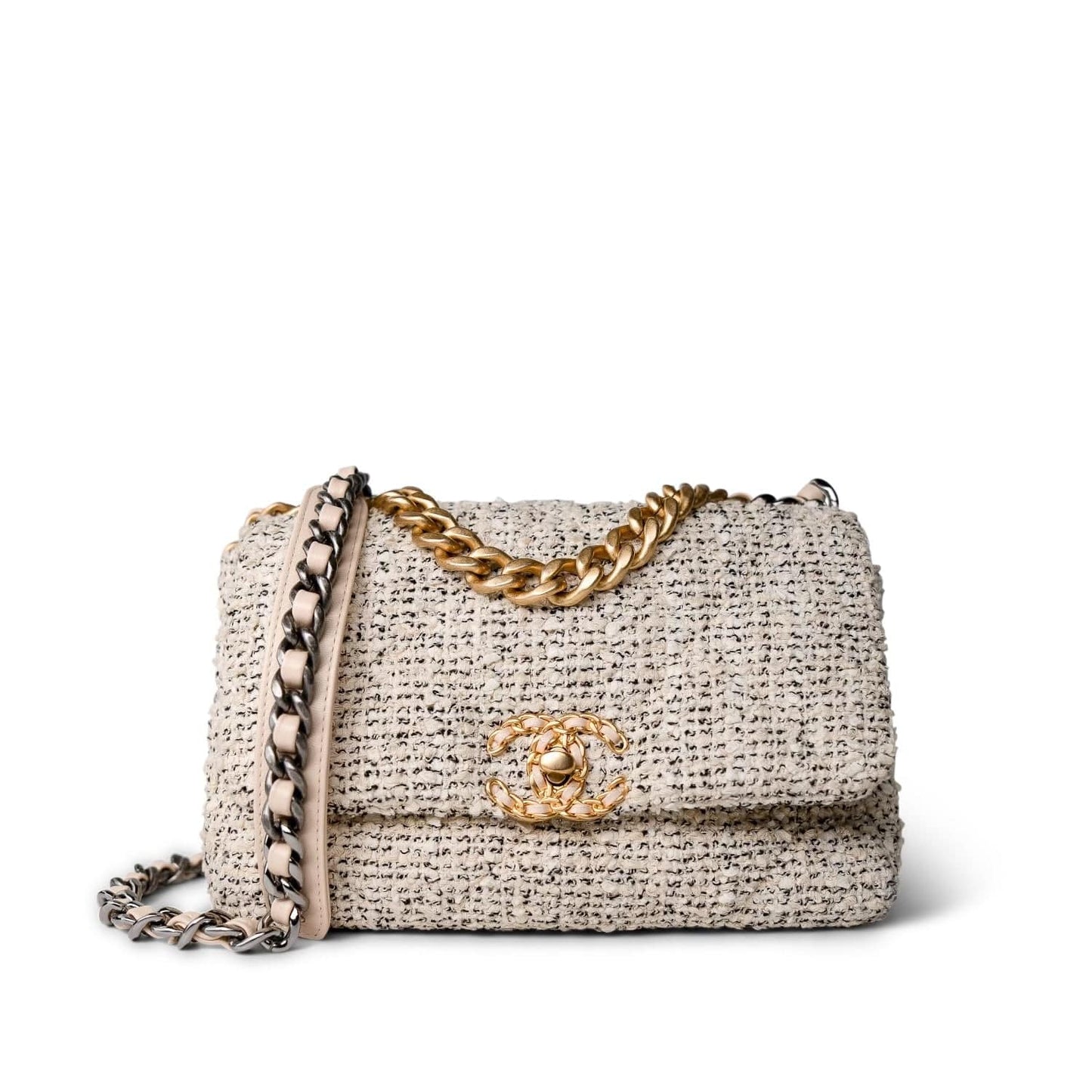 21S Oreo Tweed Quilted 19 Flap Small Mixed Hardware