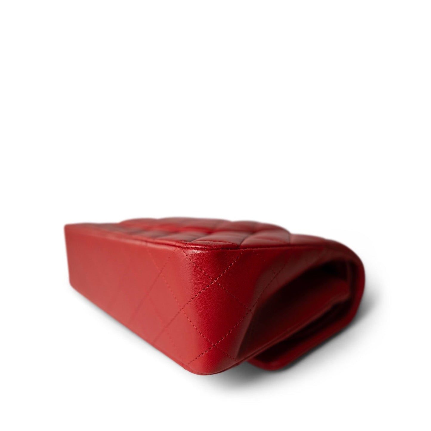 20S Red Lambskin Quilted Classic Flap Medium LGHW