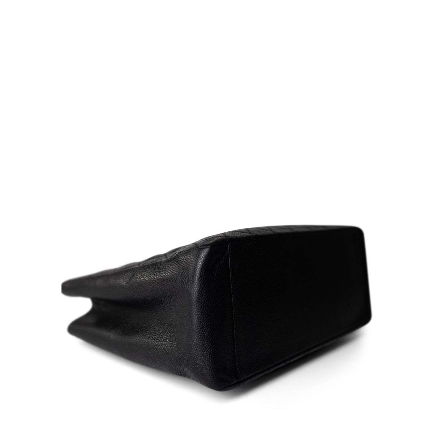 Black Caviar Quilted Grand Shopping Tote Gold Hardware