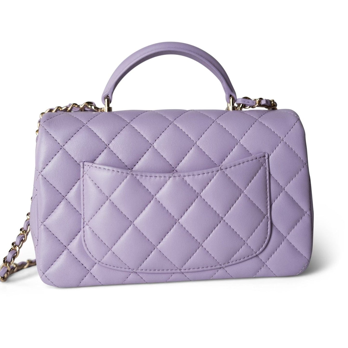 24P Lavender Lambskin Mini Top Handle Light Gold Hardware
