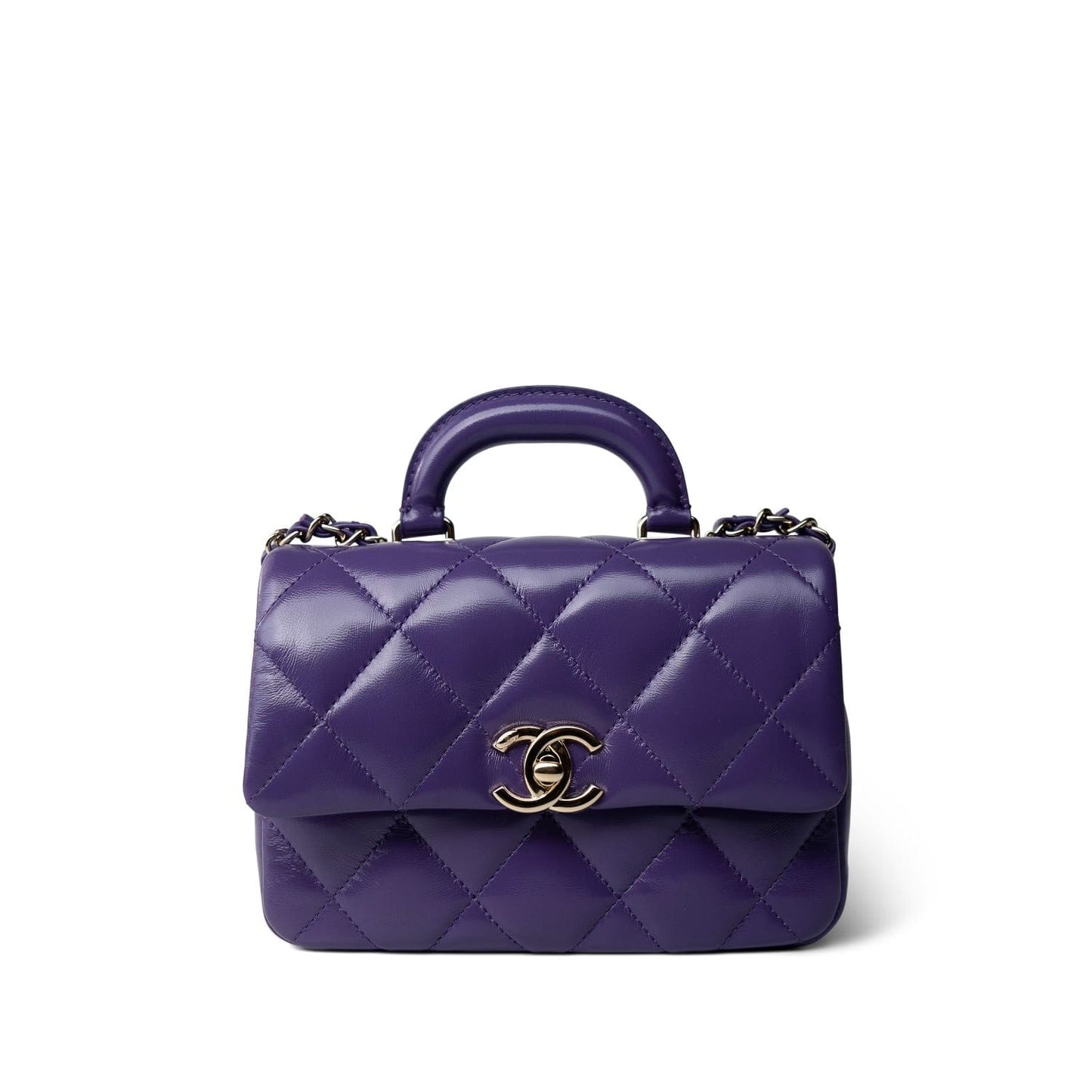 24C Purple Shiny Lambskin Coco Trip Flap Bag LGHW