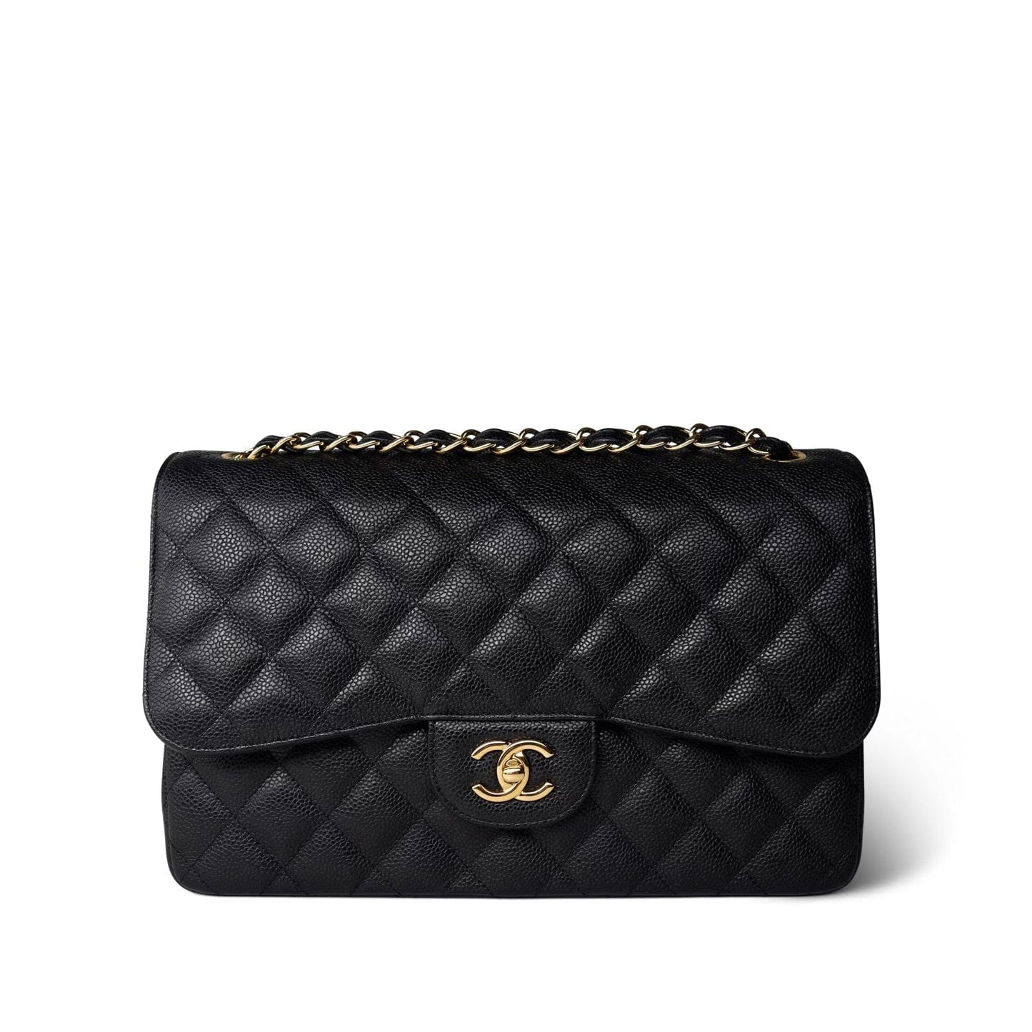 Black Caviar Quilted Jumbo Classic Flap Gold Hardware