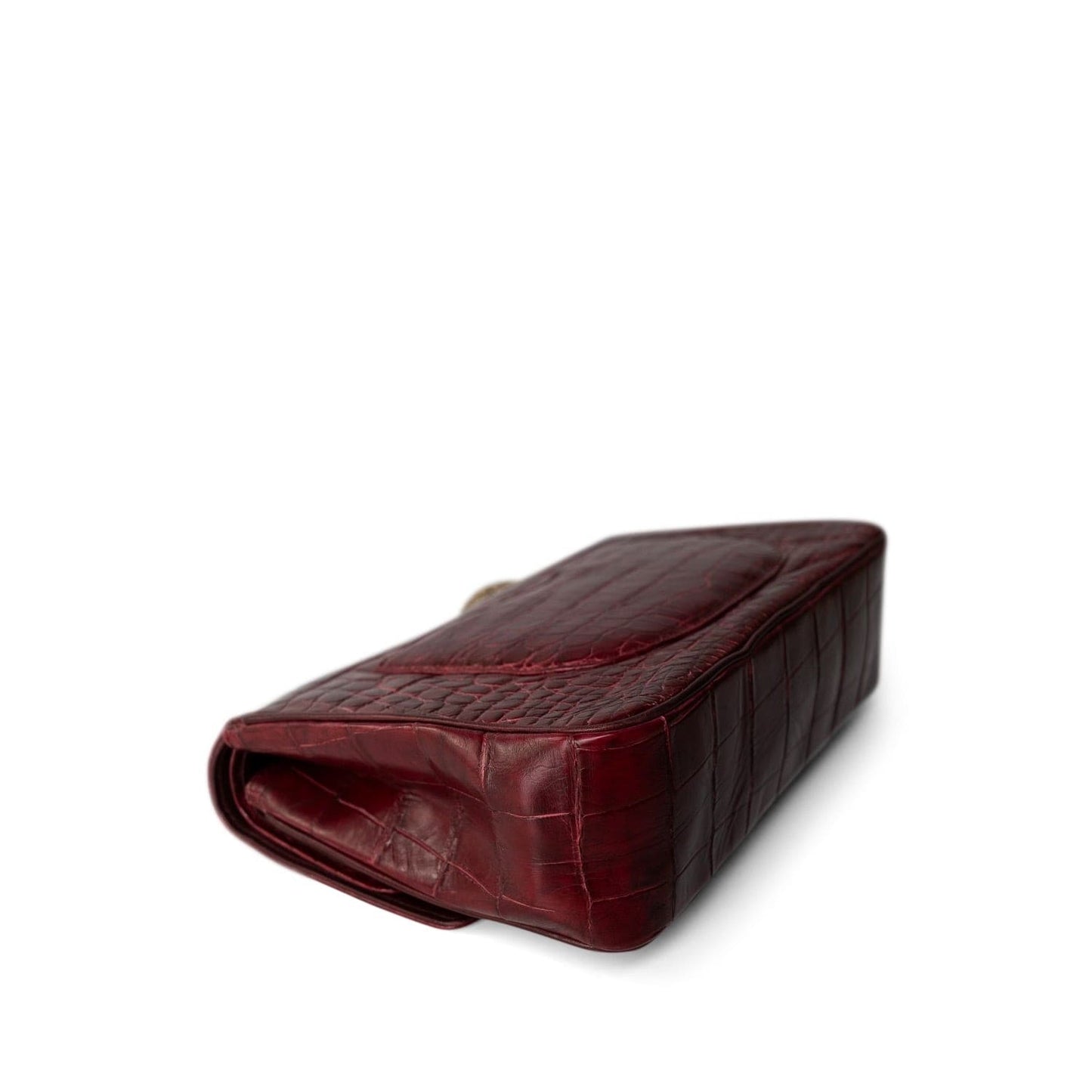 Vintage Red Alligator Double Flap Gold Hardware