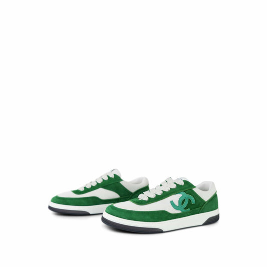 23P Green & White Suede Kidskin Sneakers Size 37.5