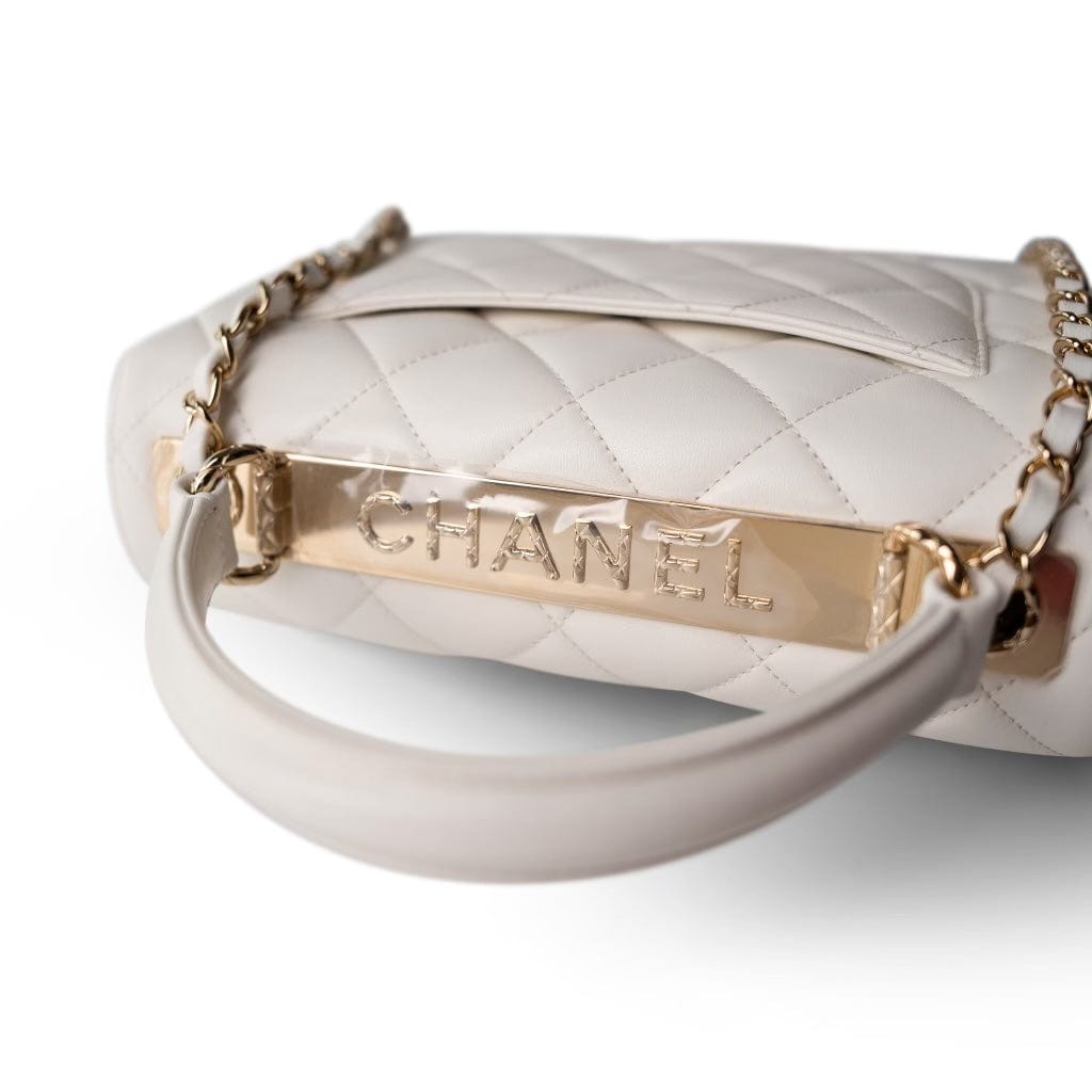 22S White Lambskin Quilted Trendy CC Small LGHW