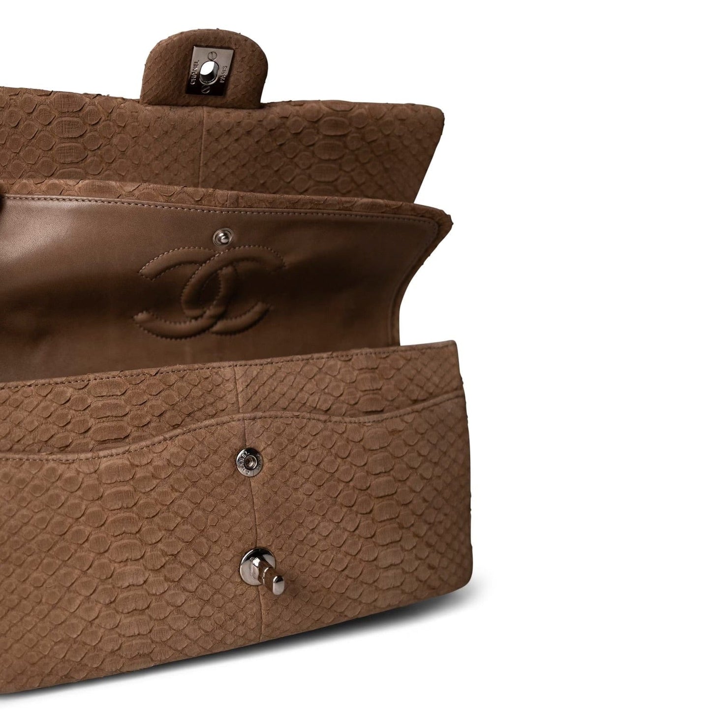 Light Brown Python Medium Classic Flap SHW