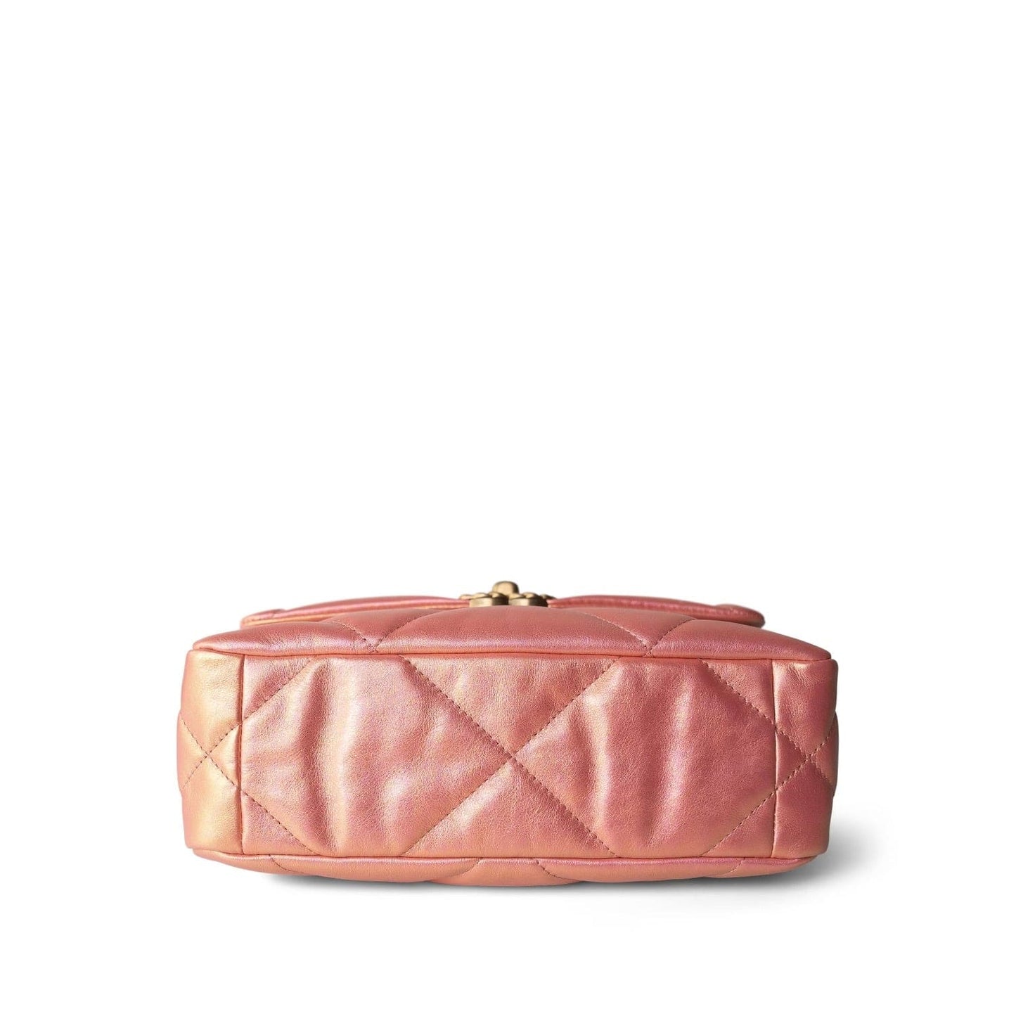 21P Iridescent Pink/Gold Lambskin Quilted 19 Flap Small Mixed Hardware