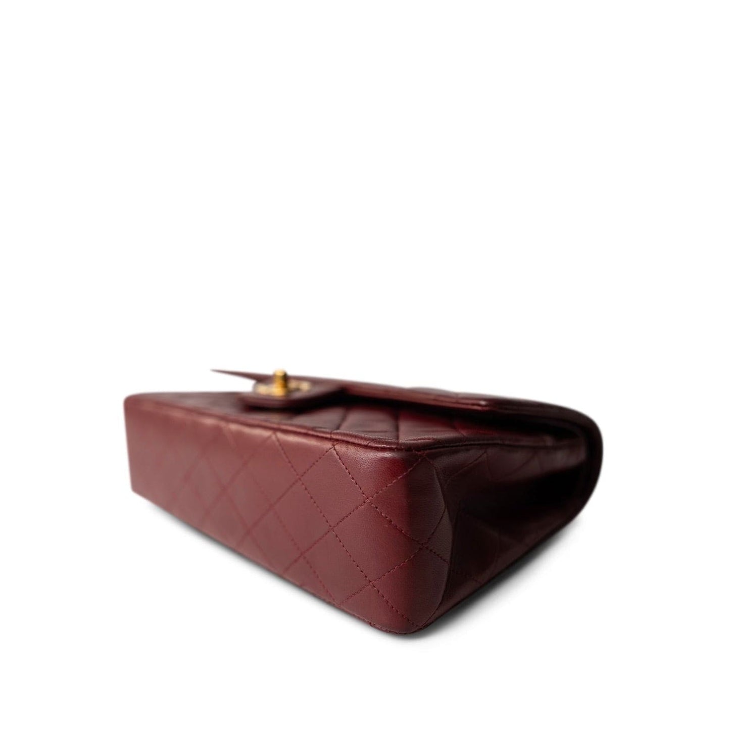 Burgundy / Wine Lambskin Quilted Classic Flap Medium Gold Hardware
