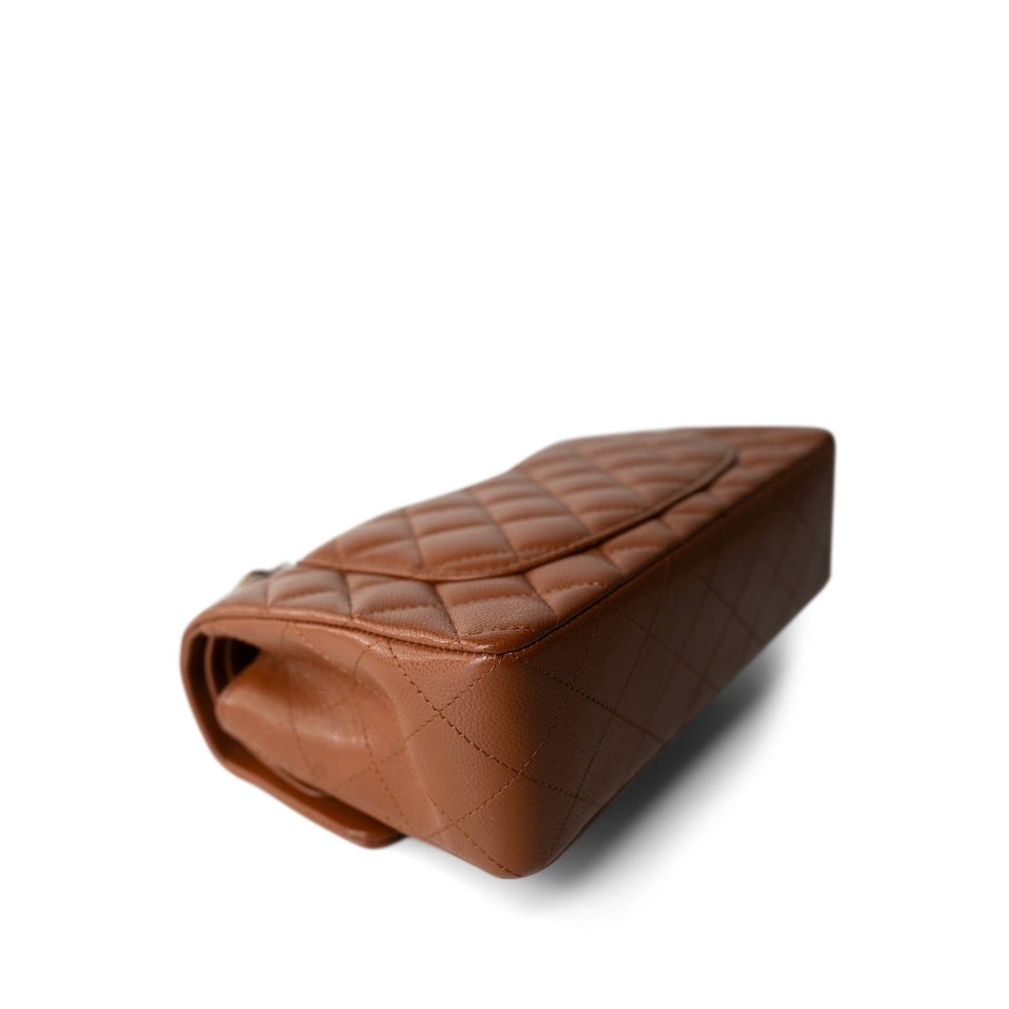 23A Brown/Cognac Caviar Quilted Classic Flap Small Light Gold Hardware