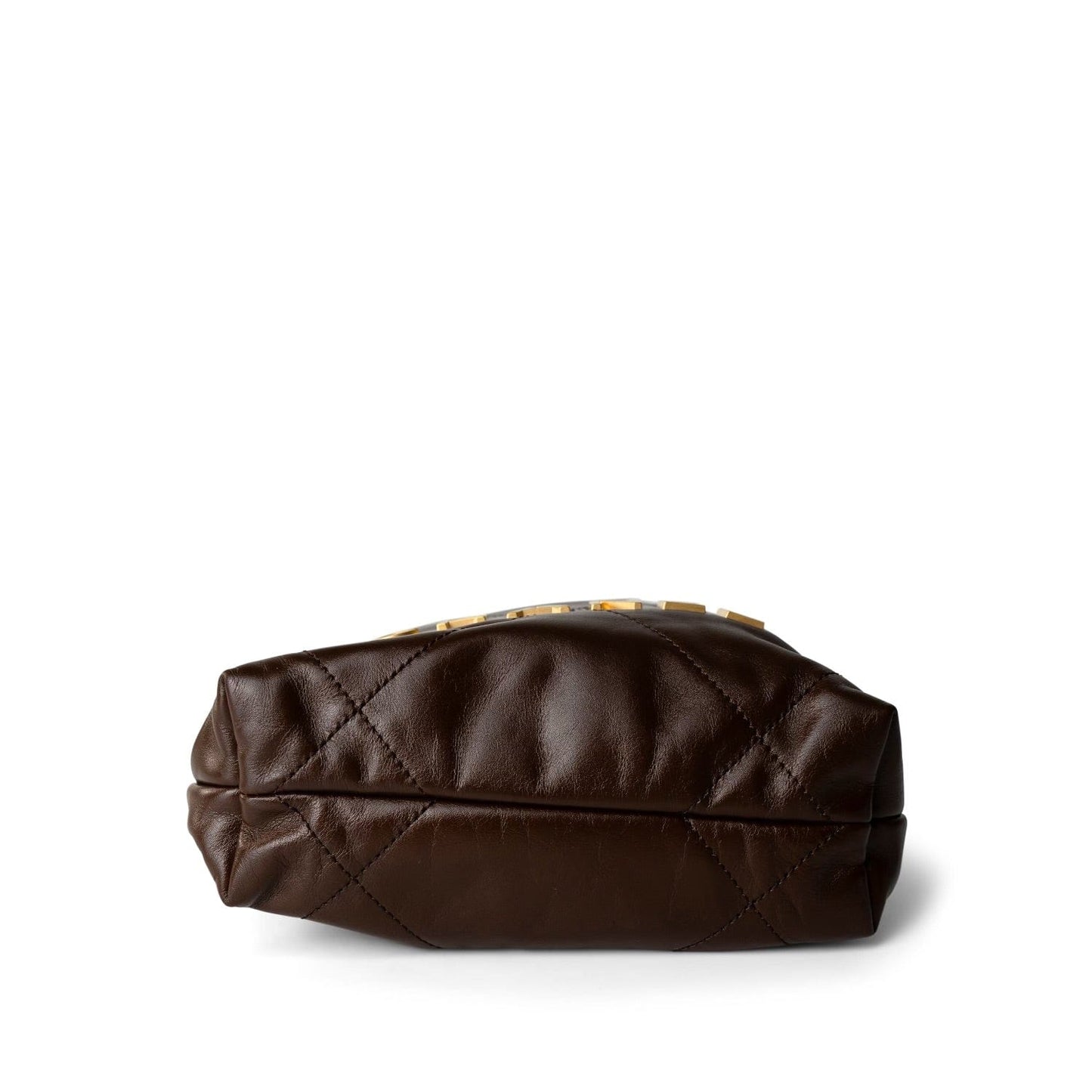 23A Brown Calfskin Quilted Mini 22 Bag Antique Gold Hardware