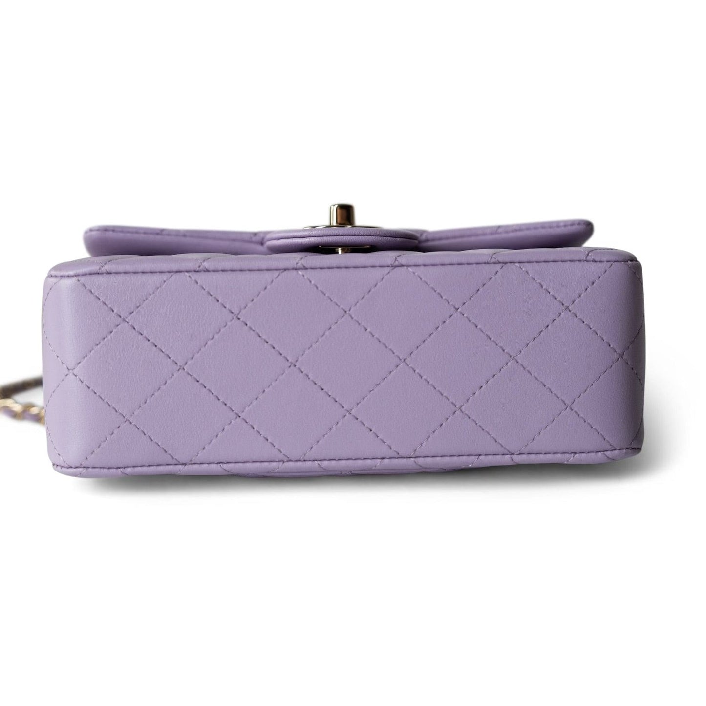 24P Lavender Lambskin Mini Top Handle Light Gold Hardware