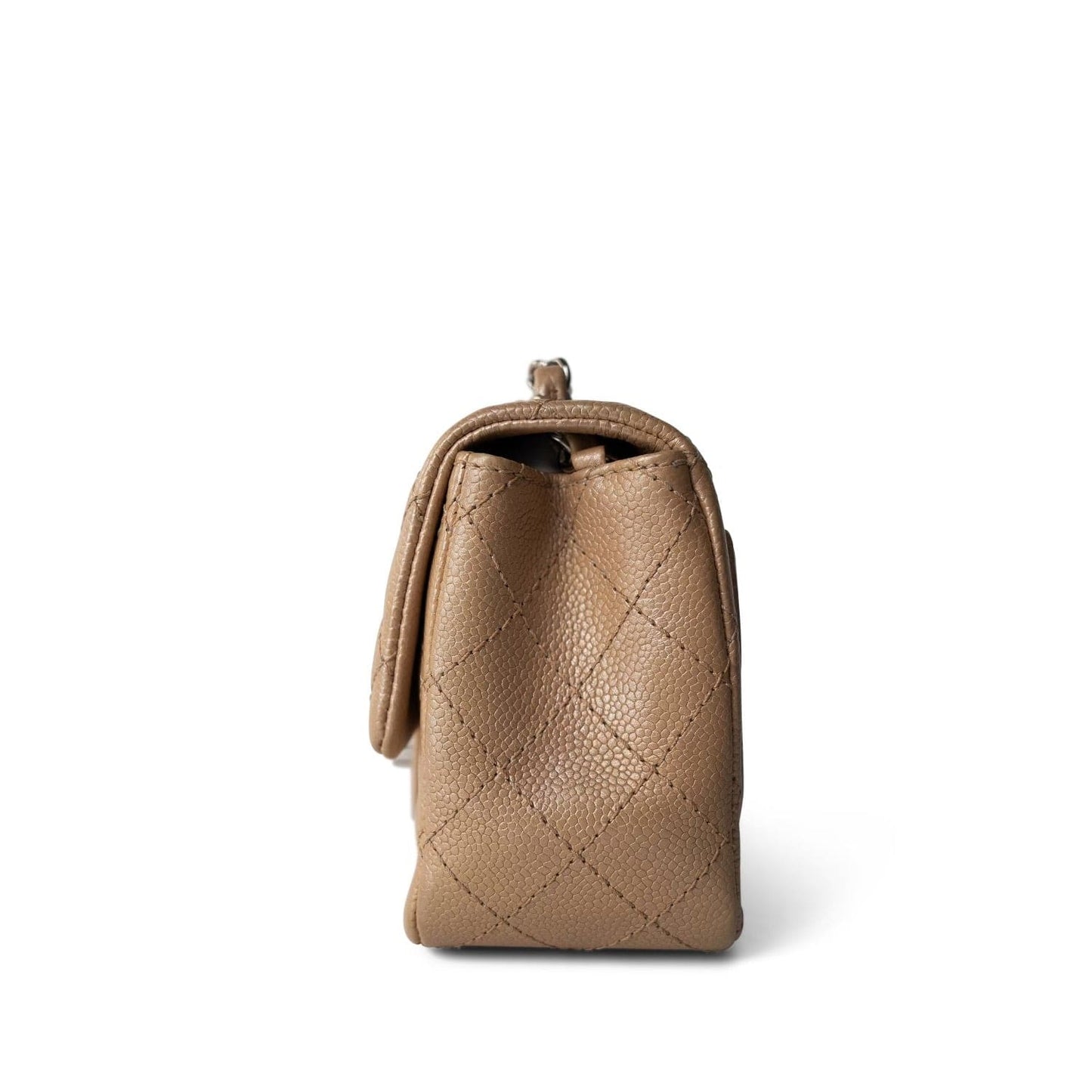 Pearly Beige Caviar Quilted Mini Square Flap SHW