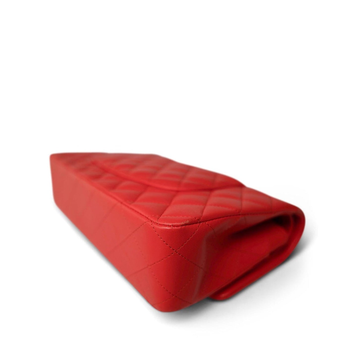 Red Lambskin Quilted Classic Flap Medium Silver Hardware