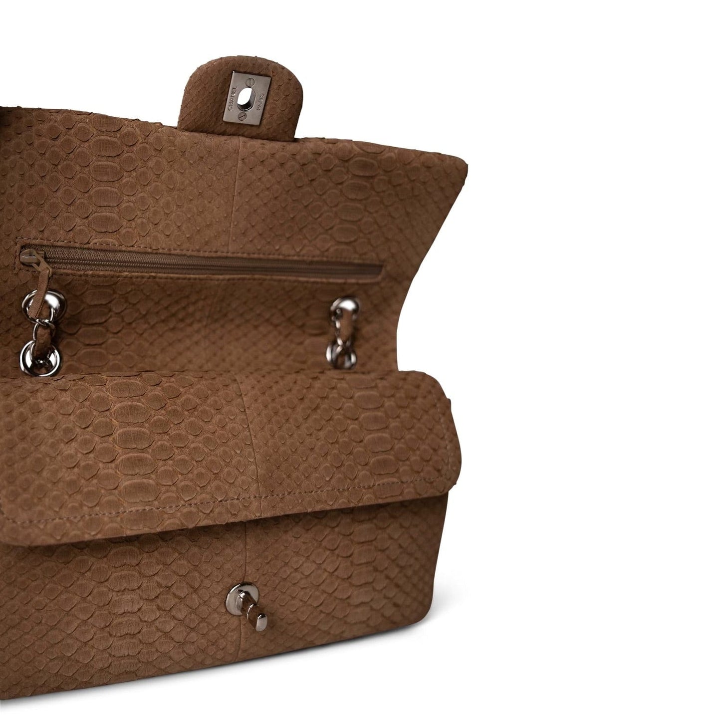 Light Brown Python Medium Classic Flap SHW