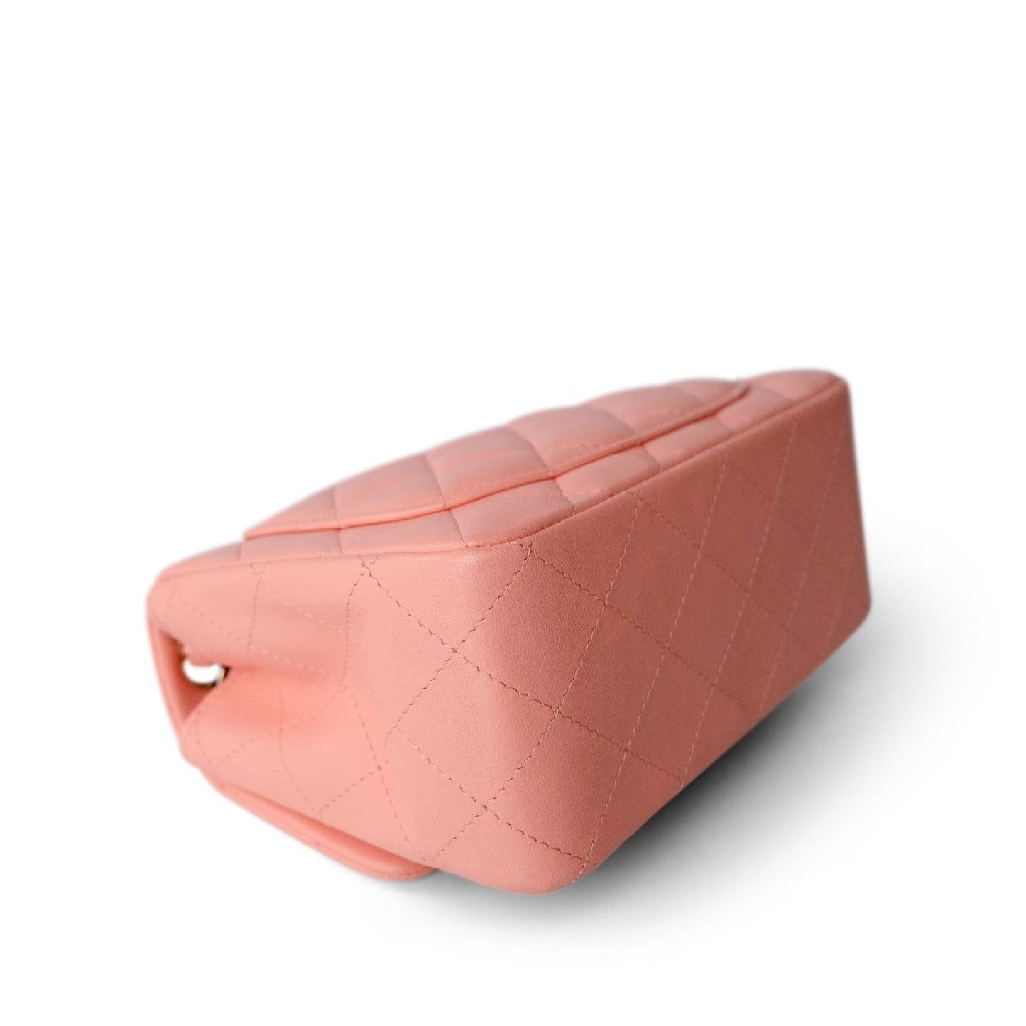 Peach Lambskin Quilted Mini Square Flap LGHW