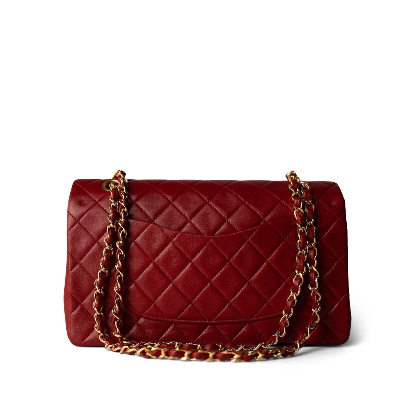Vintage Red Lambskin Quilted Medium Classic Flap Gold Hardware