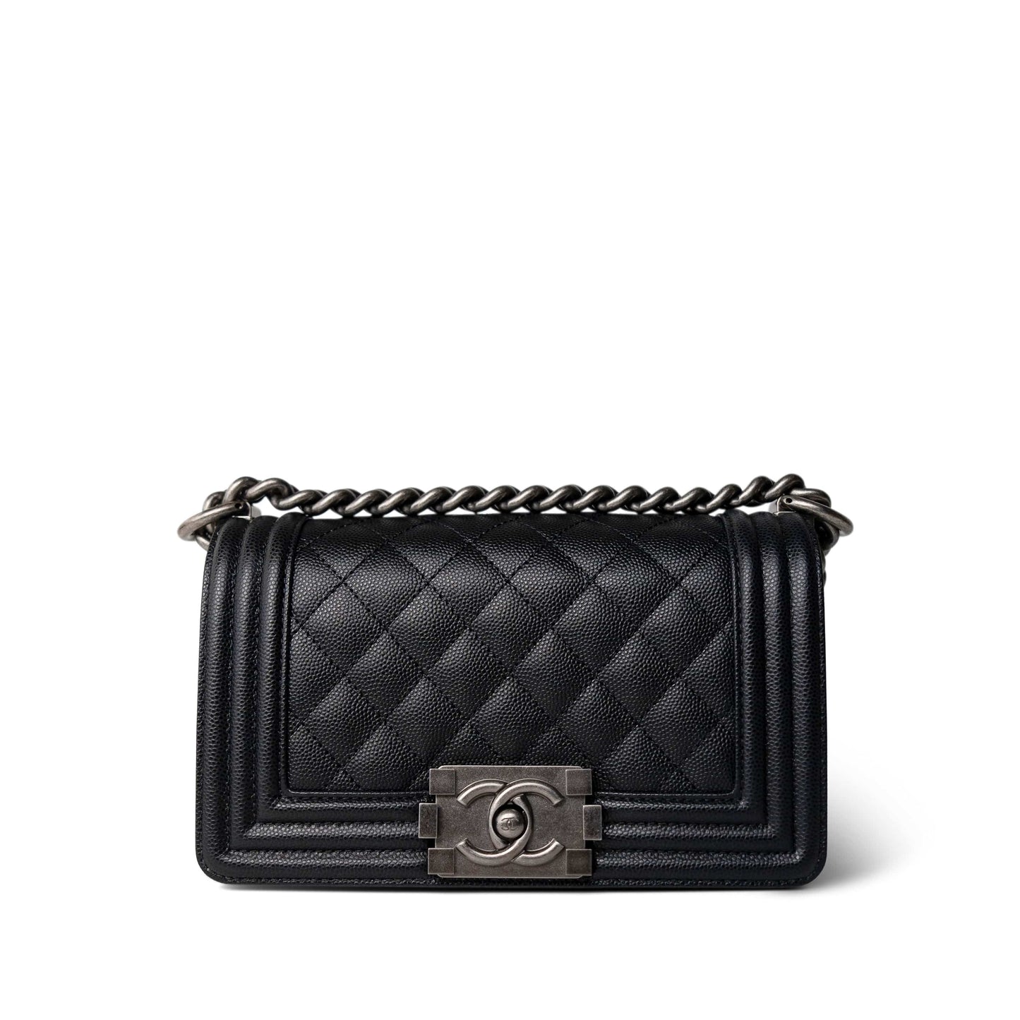Black Boy Bag Small Caviar Quilted Ruthenium Hardware