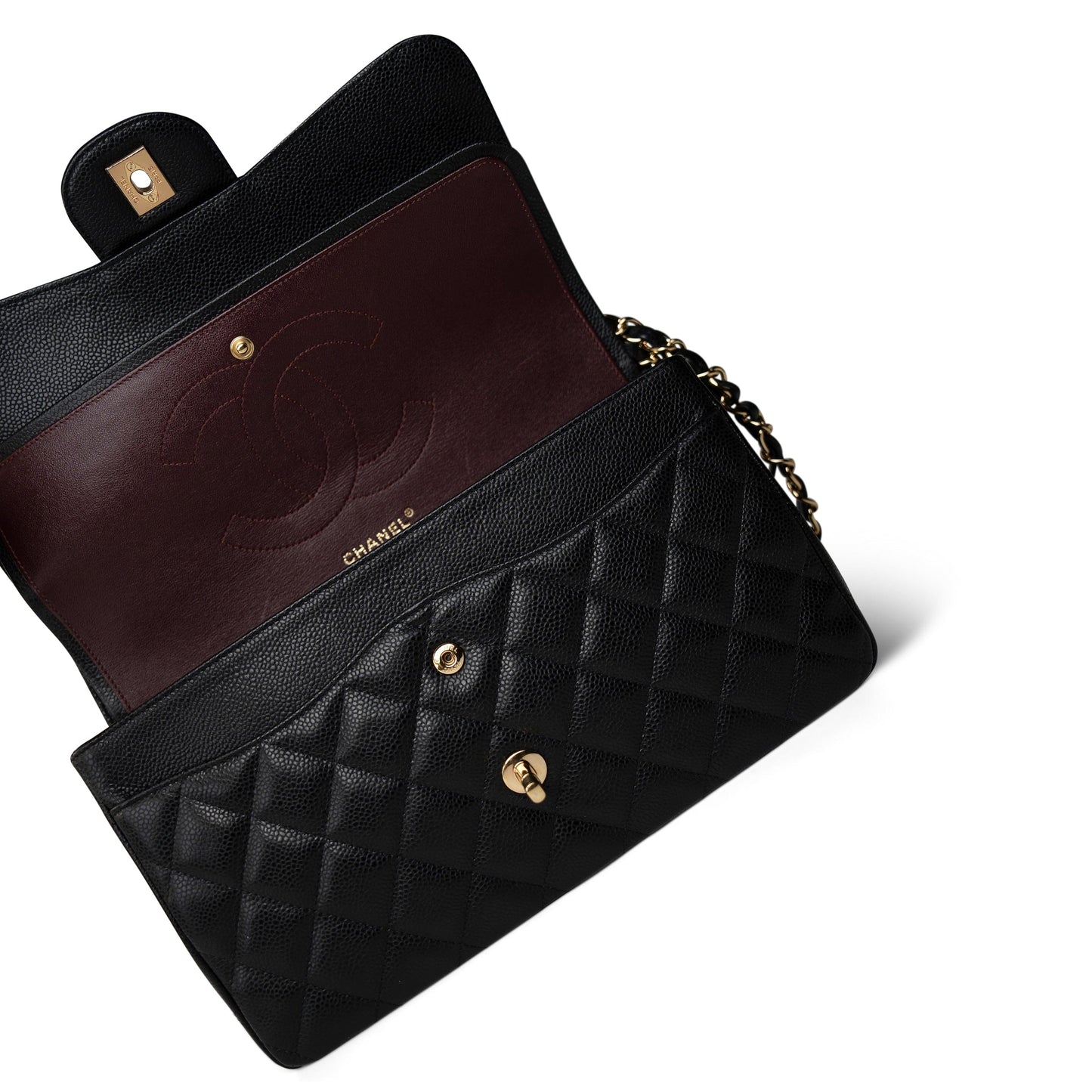 Black Jumbo Caviar Classic Flap GHW