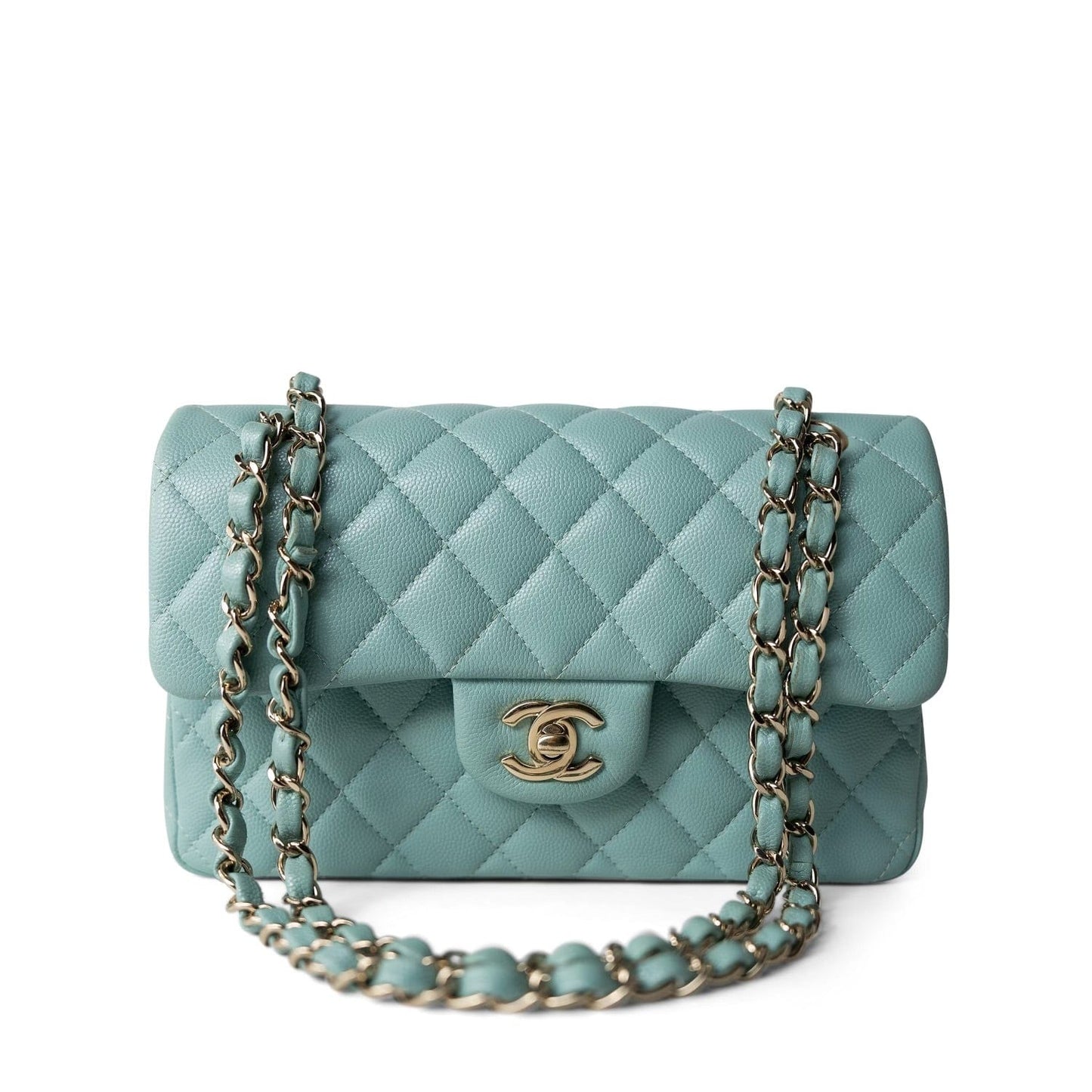 20C Tiffany Blue Small Classic Flap Light Gold Hardware