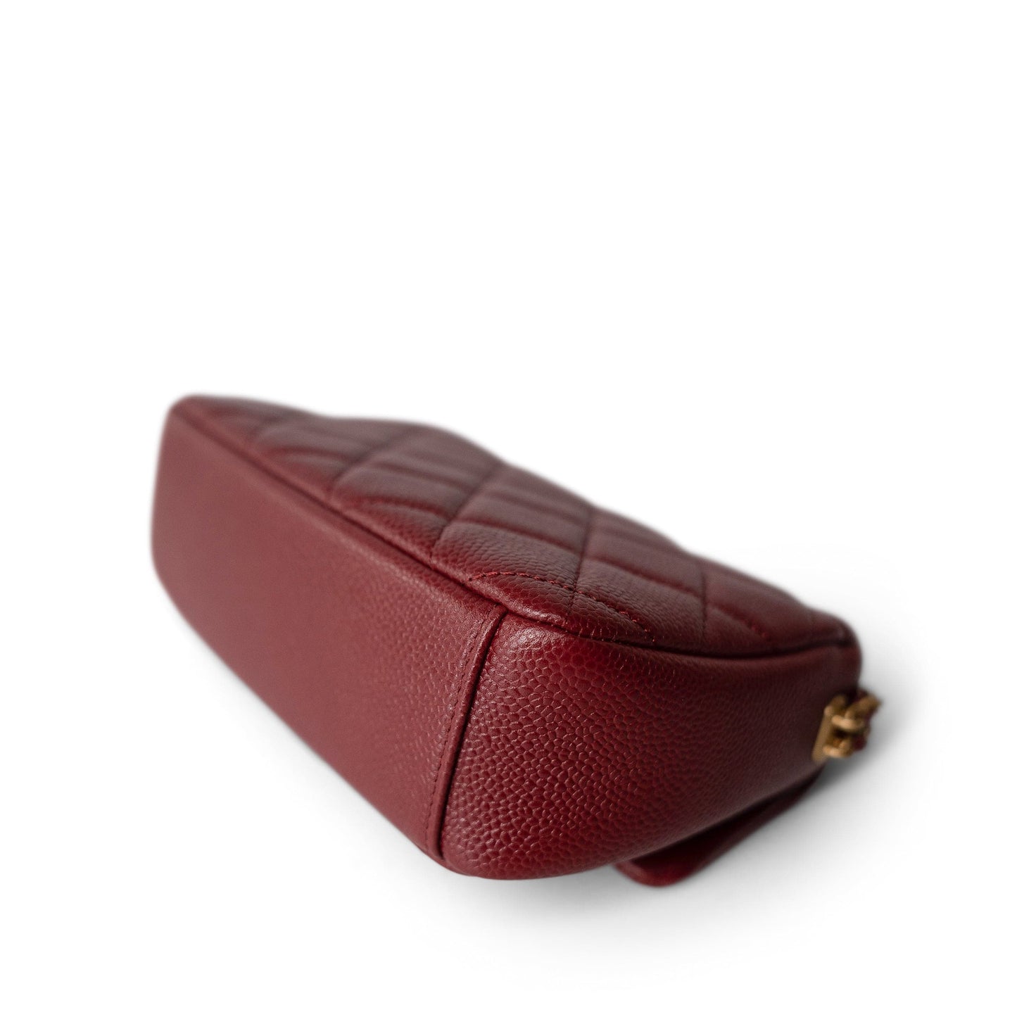 Burgundy Caviar Quilted Chain Medallion Flap Mini Antique Gold Hardware