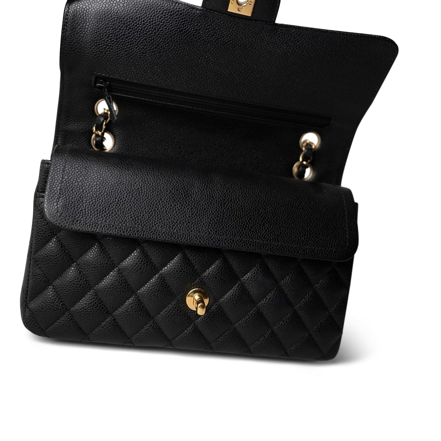 Black Caviar Quilted Classic Flap Medium 24k Gold Hardware