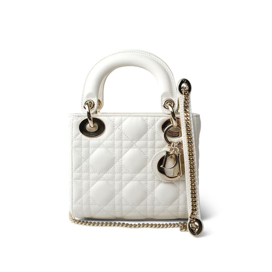 Mini Lady Dior White Lambskin Cannage