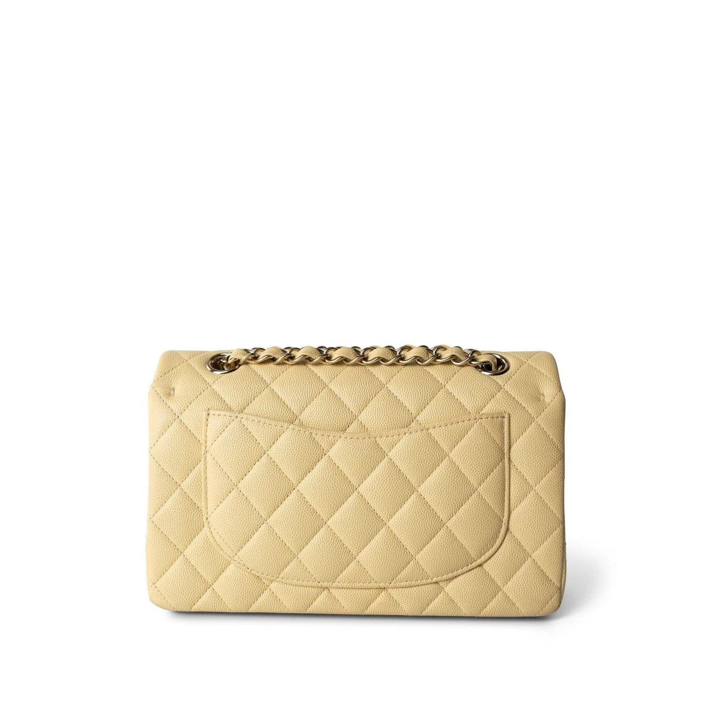 22B Light Yellow Caviar Quilted Classic Flap Small LGHW