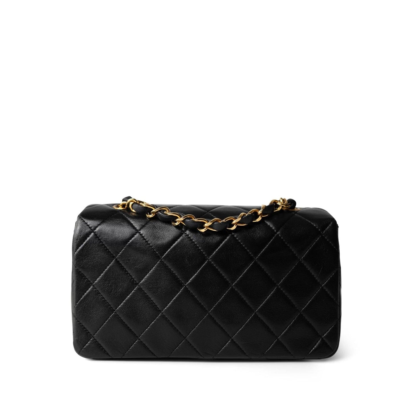 Black Lambskin Quilted CC Full Flap Bag Gold Hardware