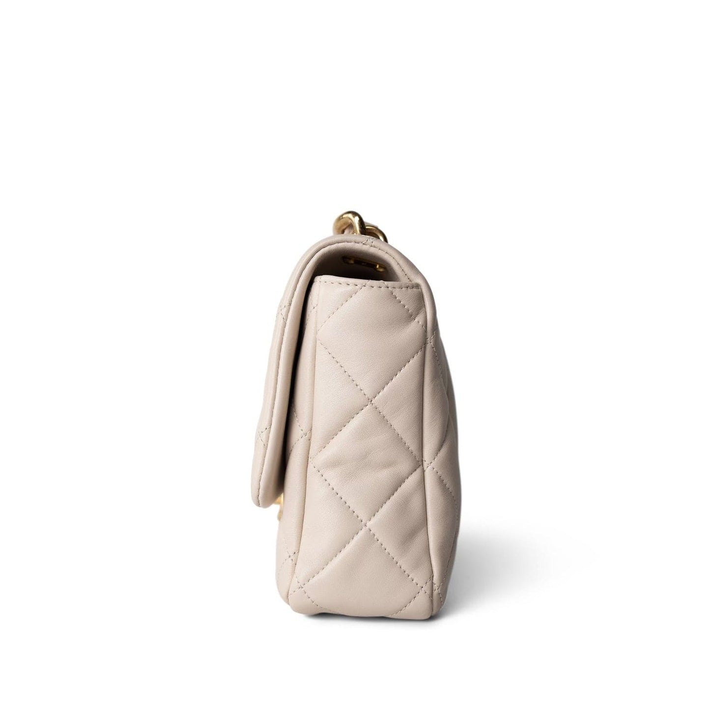 23P Light Beige Lambskin Quilted Funky Town Flap Antique GHW