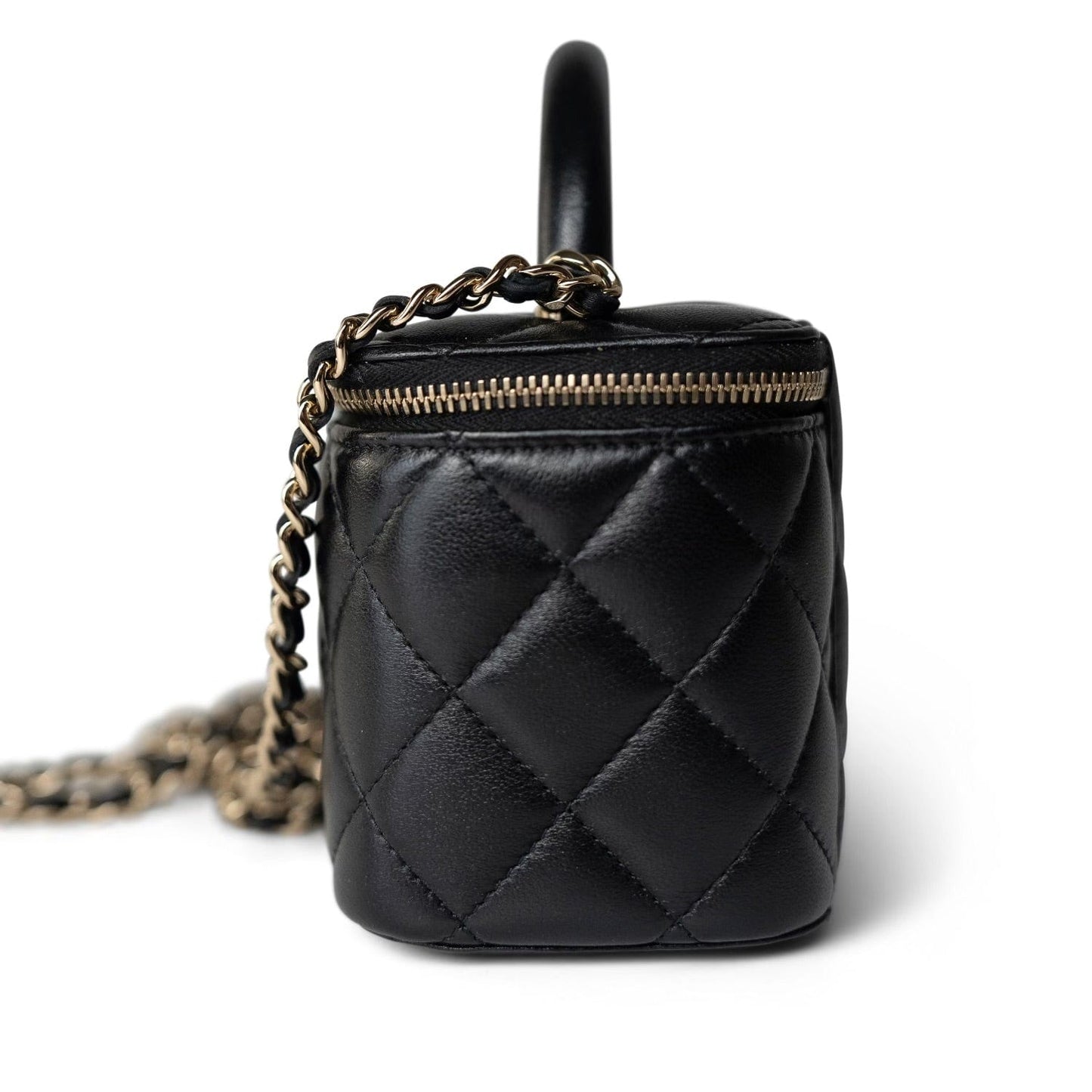 Black Vanity with Handle Lambskin Quilted LGHW