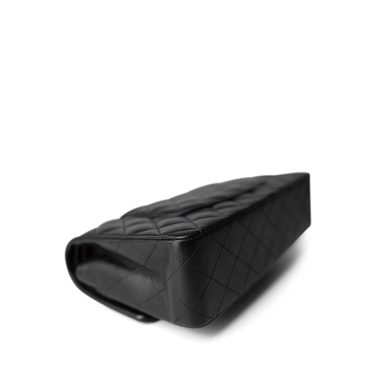 Black Lambskin Quilted Classic Flap Medium Silver Hardware