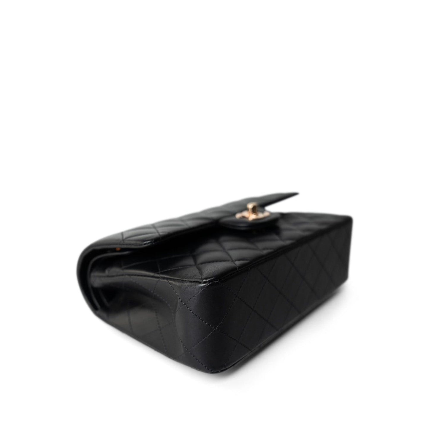 21B Black Lambskin Quilted Classic Flap Small Rose Gold Hardware