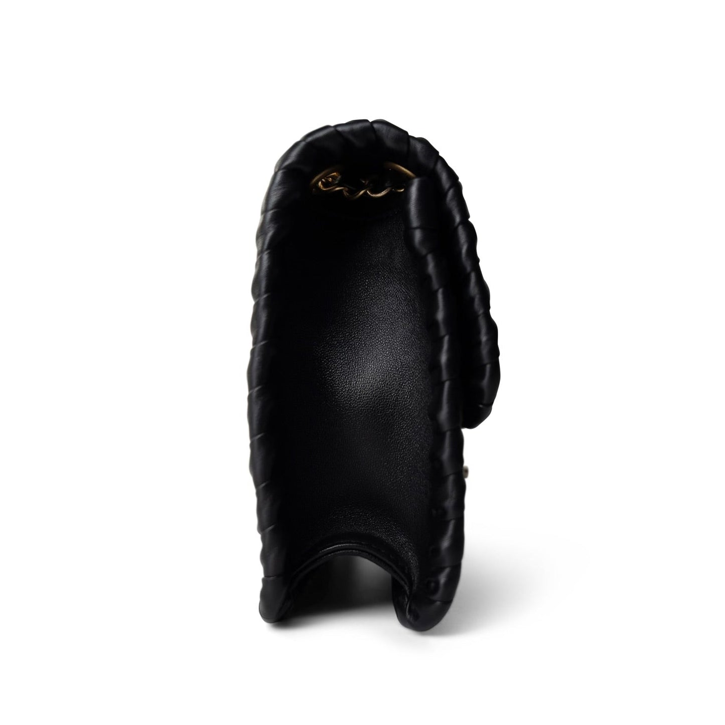 Black Calfskin Braided My Own Frame Flap Bag Aged GHW