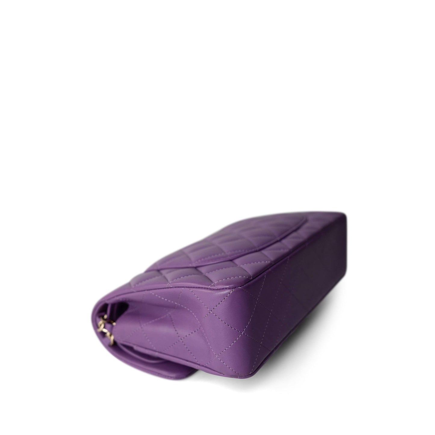 22P Purple Lambskin Quilted Classic Flap Small LGHW