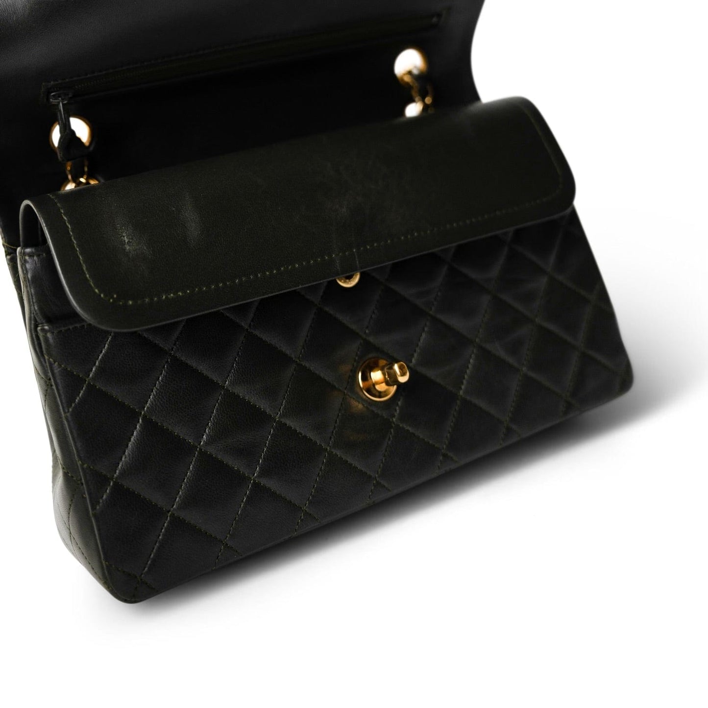 Vintage Green/Grey Lambskin Quilted Classic Flap Medium GHW