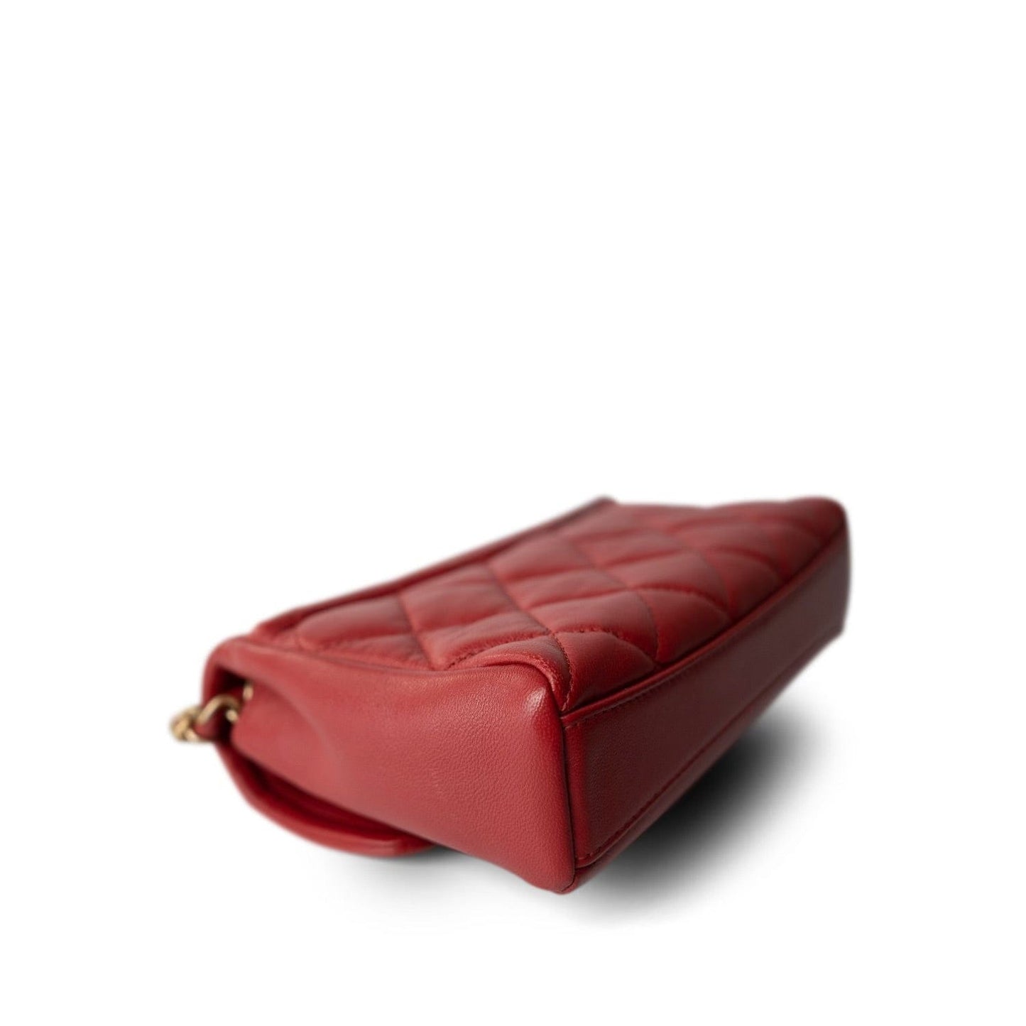 Red Lambskin Quilted Single Flap Chain Leather Link Bag