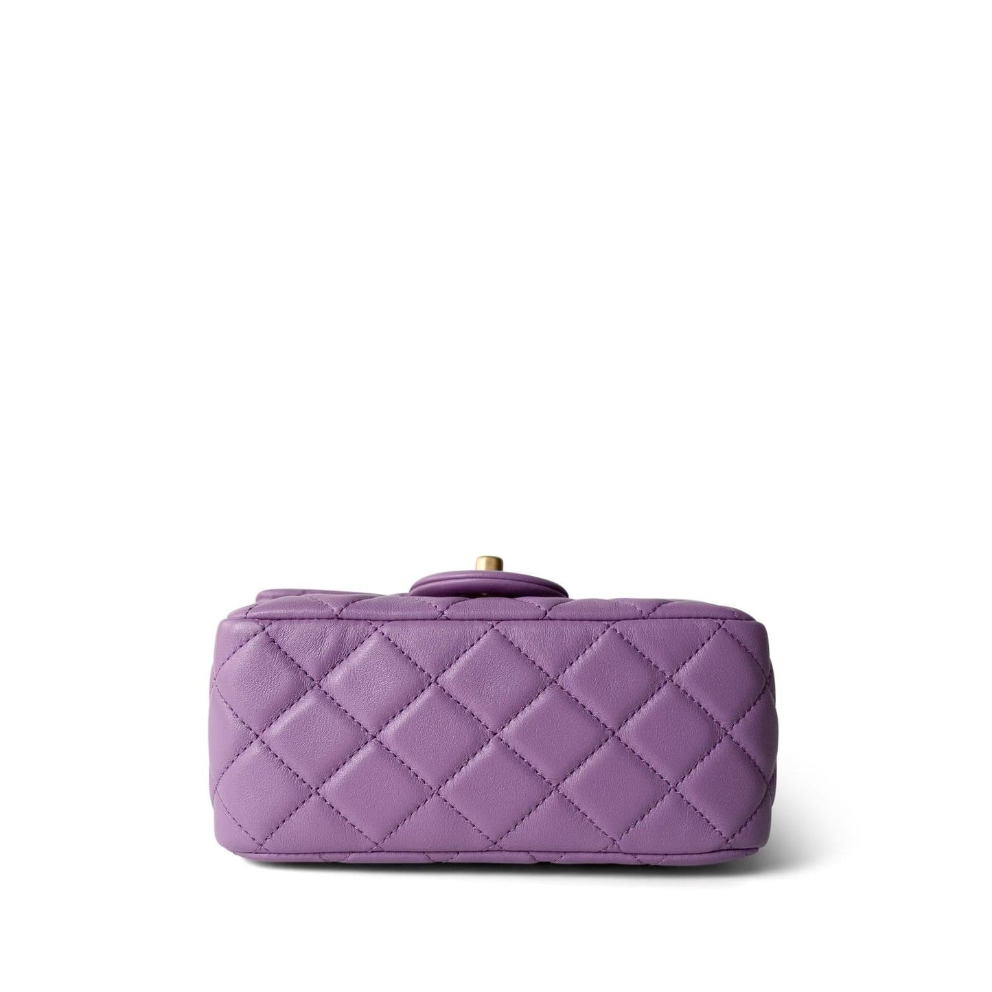 22S Purple Lambskin Quilted Pearl Crush Mini Square Aged Gold Hardware