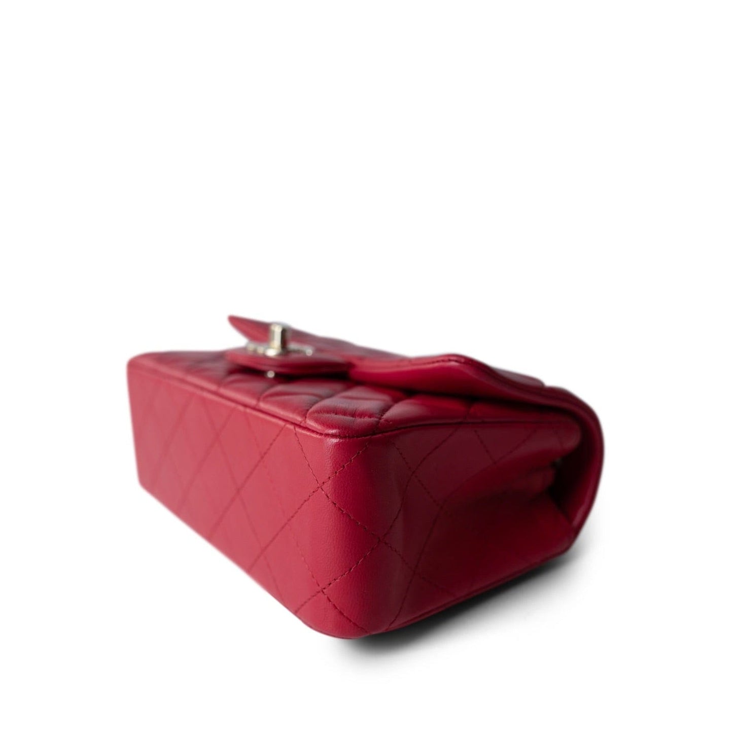 16C Red Lambskin Quilted Mini Rectangular Flap LGHW