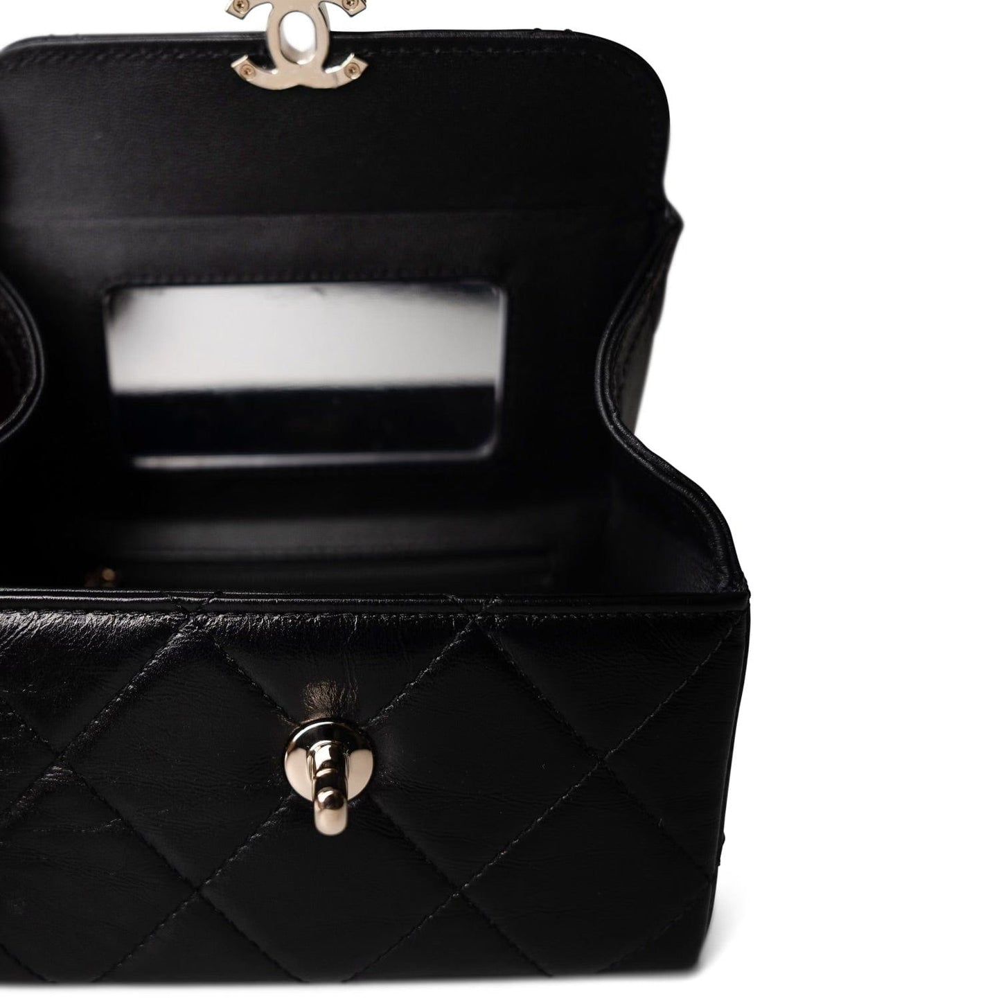 23k Black Shiny Mini Box Bag Vanity LGHW
