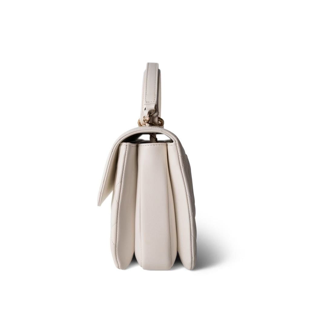 22S White Lambskin Quilted Trendy CC Small LGHW