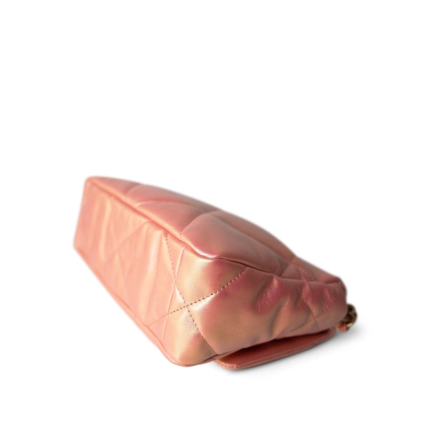 21P Iridescent Pink/Gold Lambskin Quilted 19 Flap Small Mixed Hardware