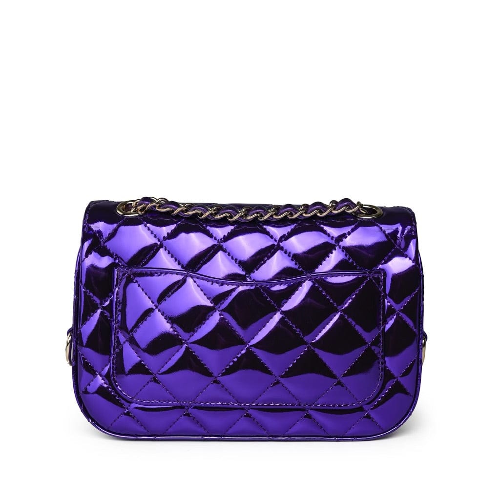 24c Shiny Purple Calfskin Quilted Flap Bag & Star Coin Purse