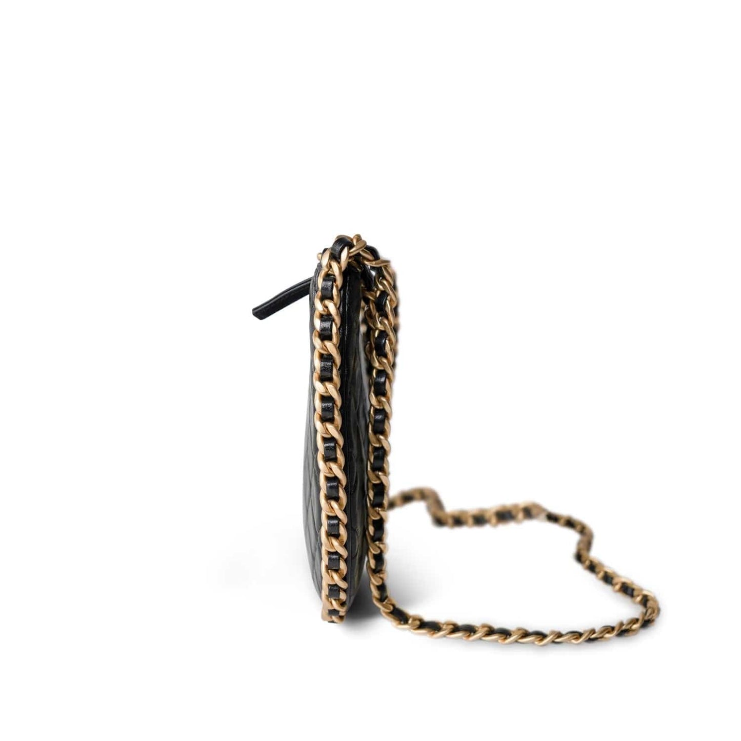 23B Black Shiny Crumpled Lambskin Quilted Large CC Hobo Bag Aged Gold Hardware