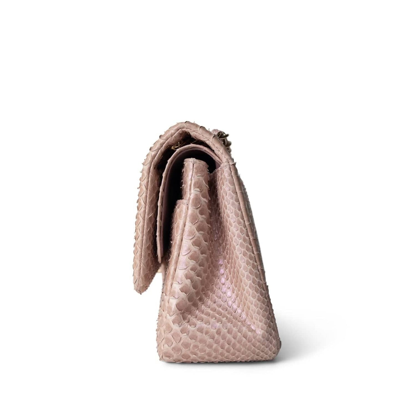Iridescent Light Pink Python Classic Flap Jumbo LGHW