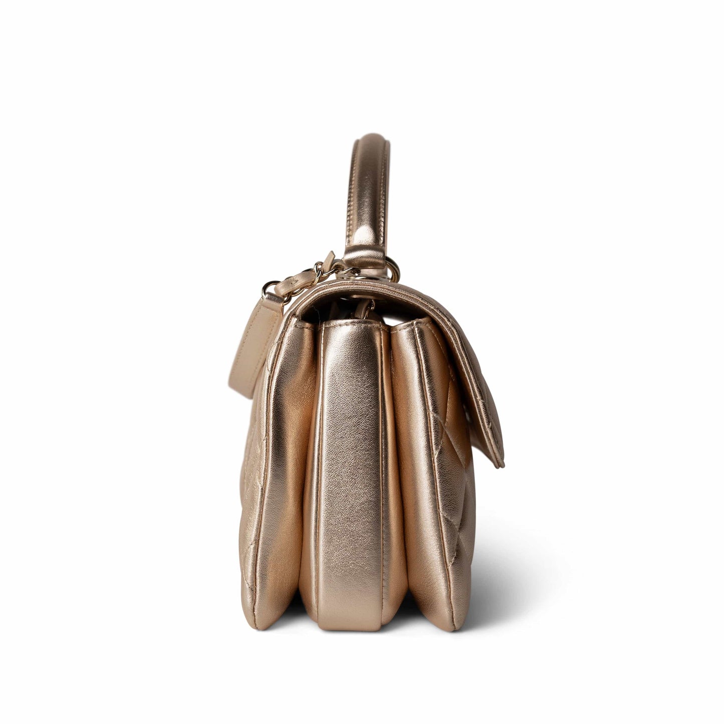 21S Gold Metallic Lambskin Quilted Trendy CC Small Light Gold Hardware