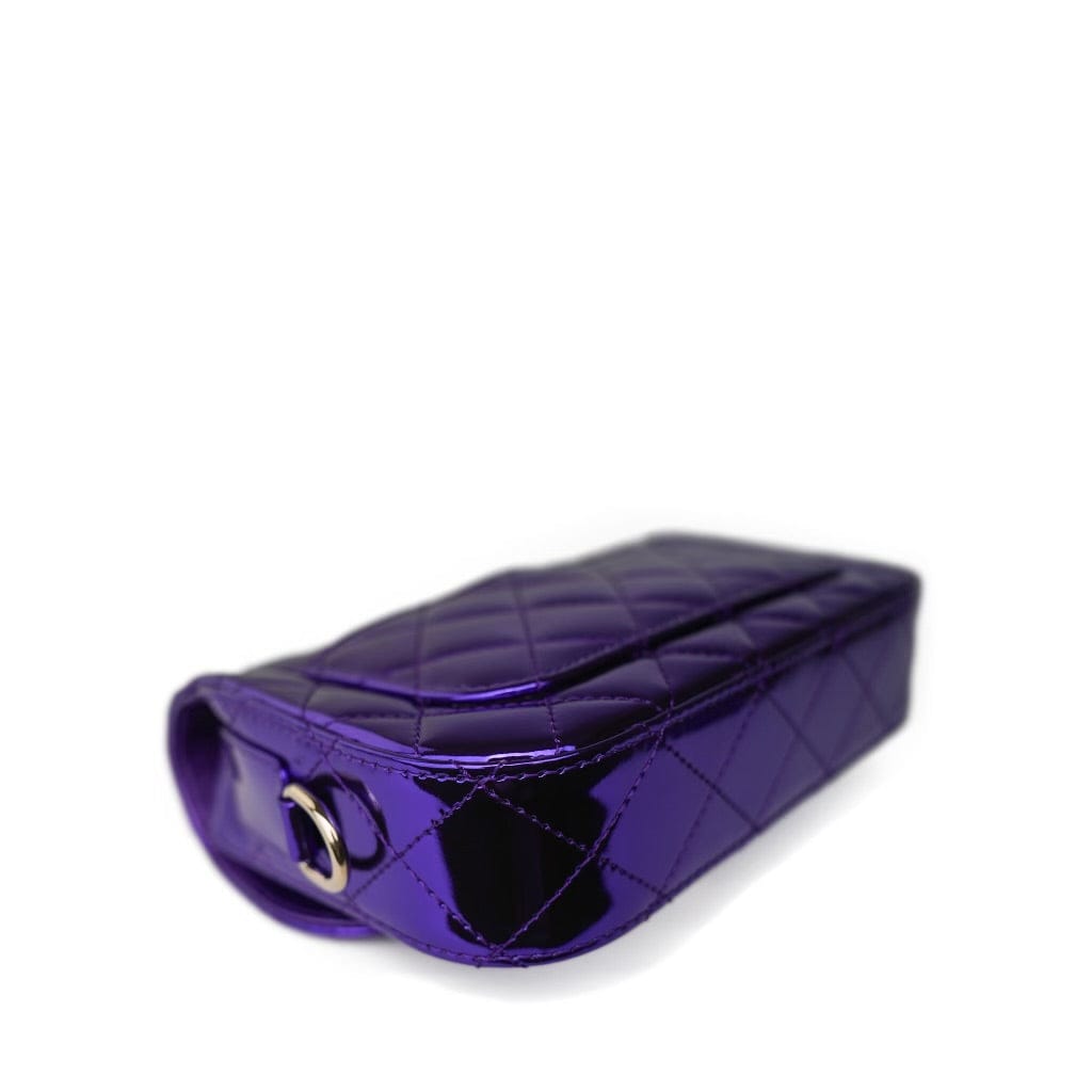 24c Shiny Purple Calfskin Quilted Flap Bag & Star Coin Purse