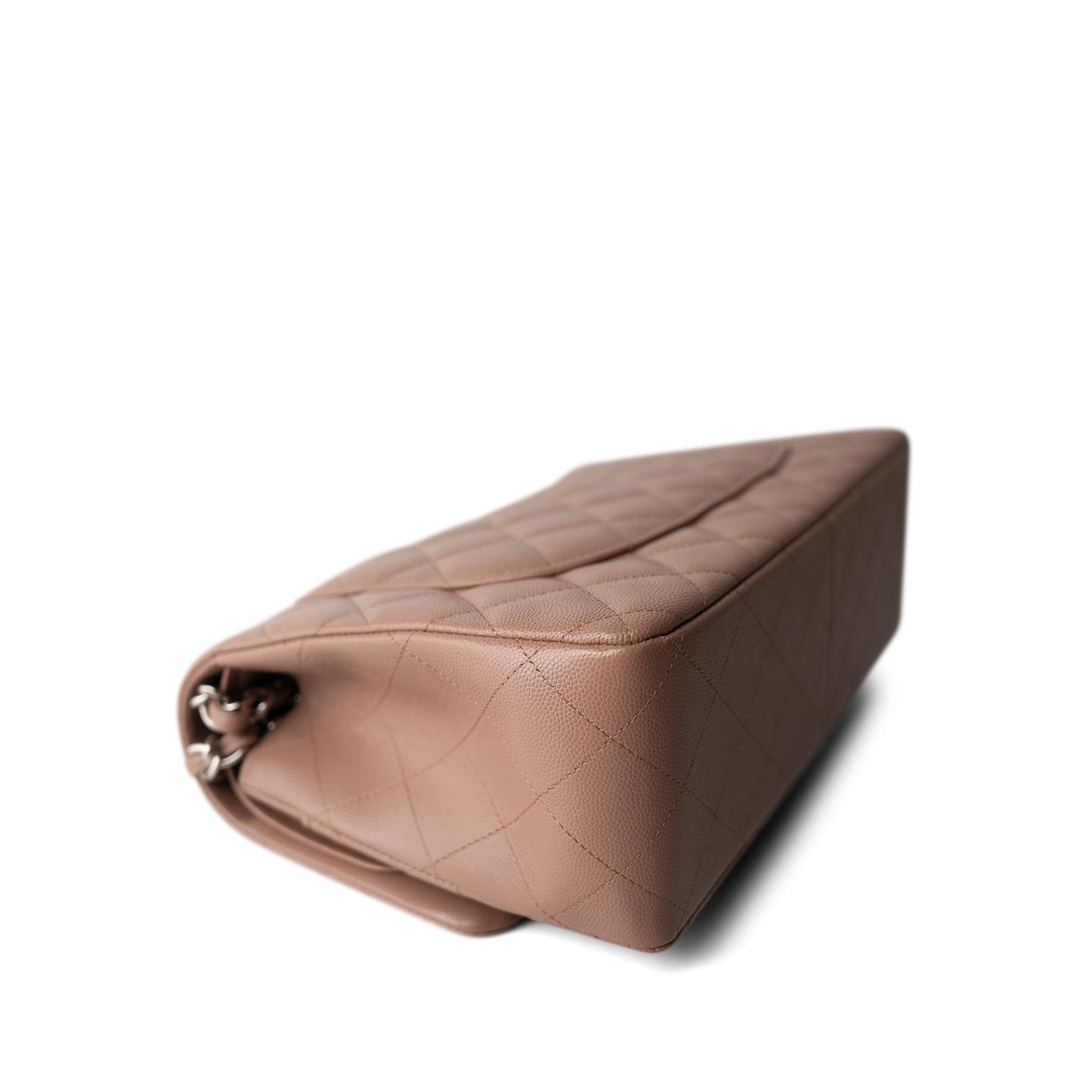 17B Dark Beige Caviar Quilted Classic Flap Jumbo Silver Hardware