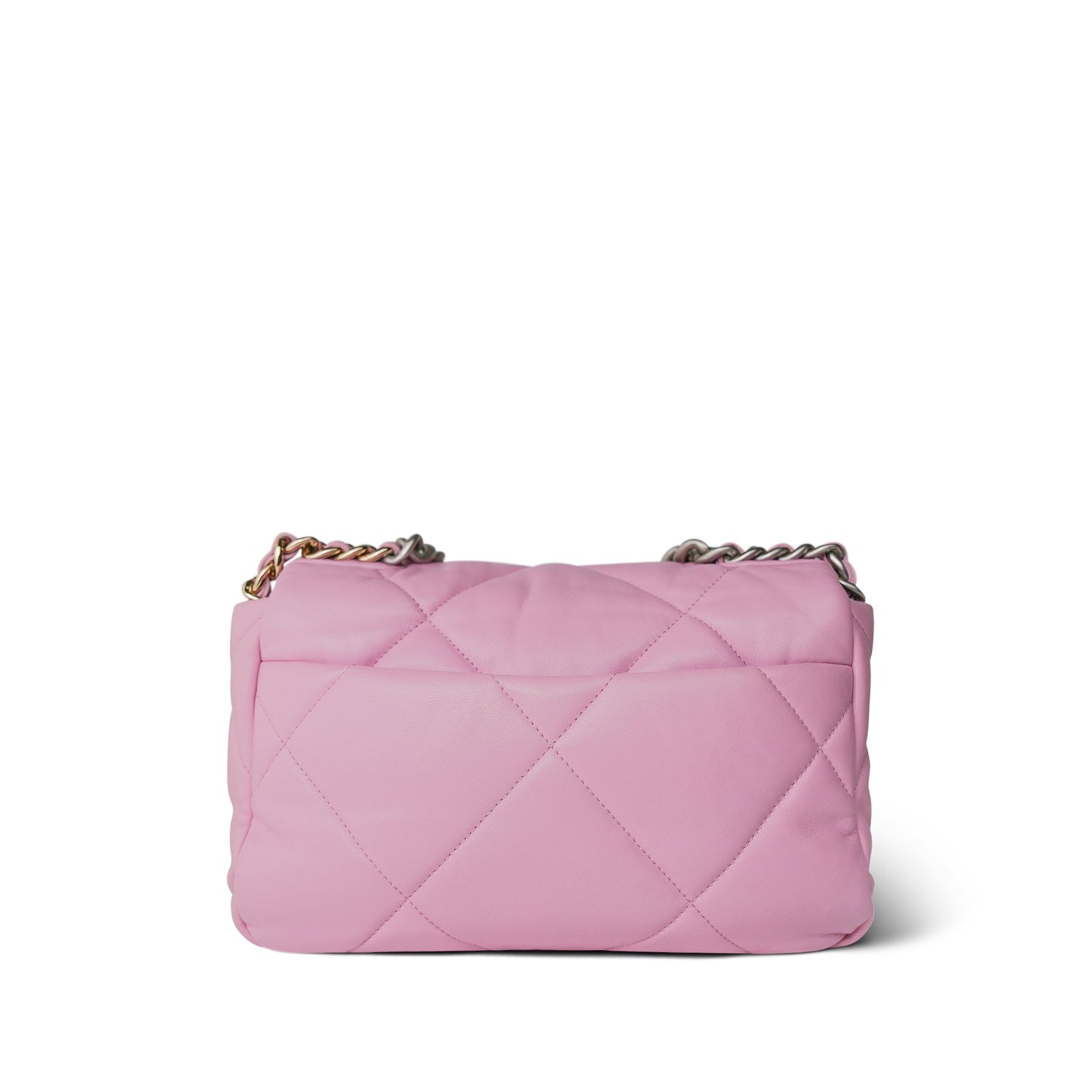 Light Pink Lambskin Quilted 19 Flap Small MHW