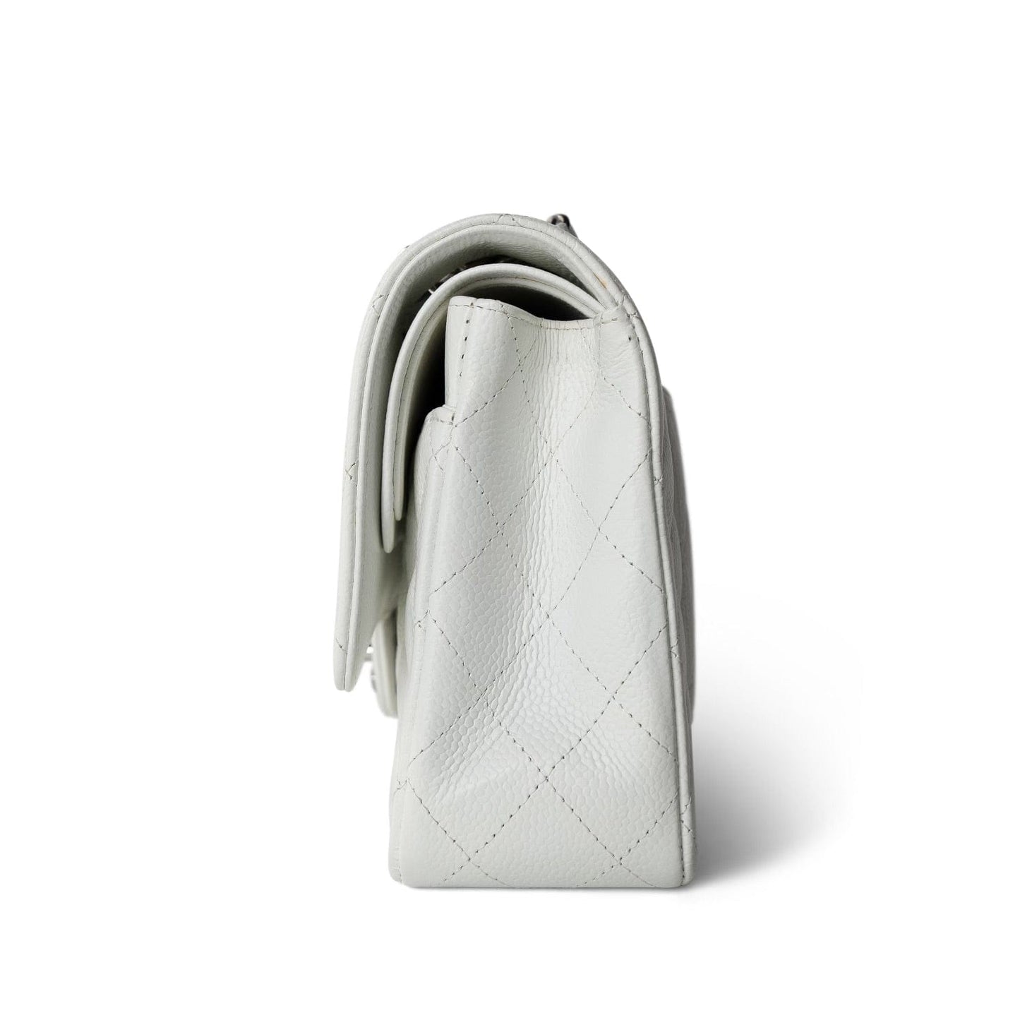 White Caviar Quilted Classic Flap Medium Silver Hardware